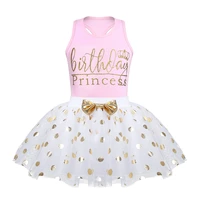 infant baby girl birthday princess outfits kids sleeveless tank vest top polka dots mesh tutu skirt toddler girl clothes set