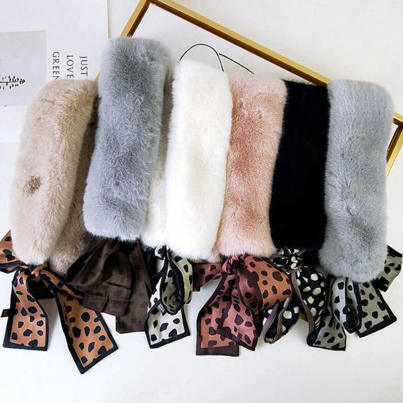

New Fashion Soft Women Faux Rabbit Fur Collar Scarf Plush Neck Warmer Winter Shawl Wrap Girls Scarf Women Winter