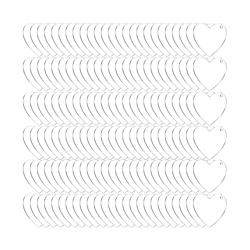 

150 Pcs Heart Shape Acrylic Keychain Blanks 2 Inch Clear Acrylic Discs Ornaments Transparent for DIY Keychain Crafts