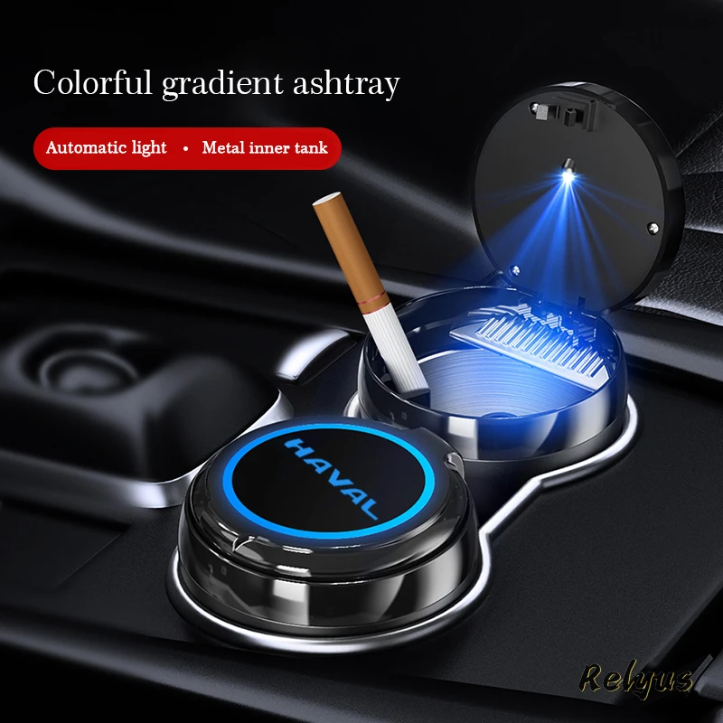 

Luminous Car Logo Blu-ray Led Ashtray With Colorful Atmosphere Light For Haval Great Wall H6 F7 F7X H2 H9 H3 H5 H1 F5 F9 H4