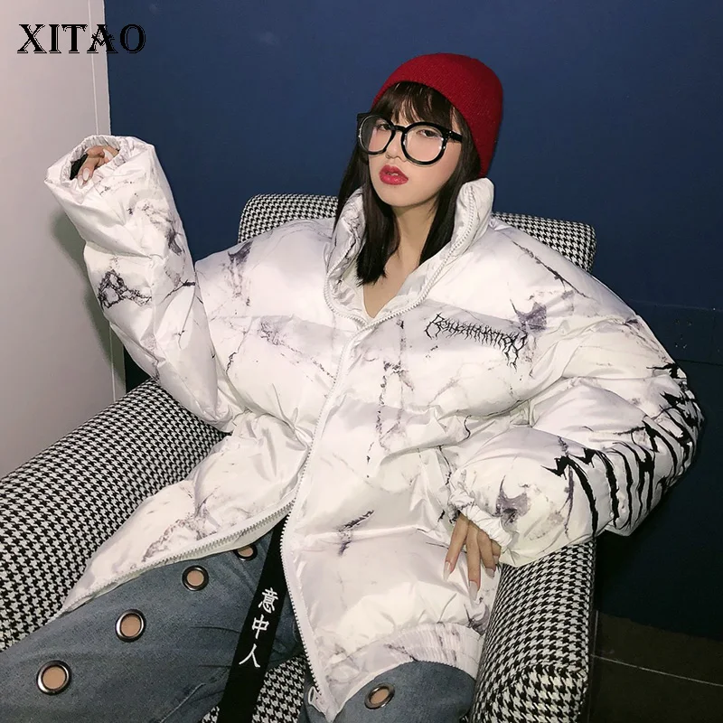 XITAO с надписью парки Для женщин Мода 2019 осень широкая талия толстые брюки для