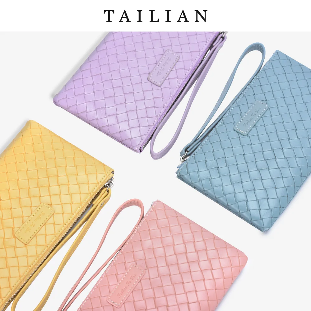 

Ladies Clutch Bag Medium-length Portable Ultra-thin Woven Long Wallet Mobile Phone Bag Zipper Bag Wallets for Women