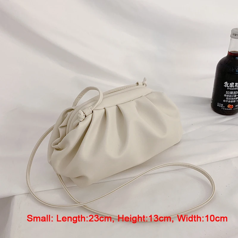 White S Women Simple Dumplings Messenger Bag Designer Retro New Fashion Cloud Female Crossbody Shoulder Bag Tide Handbag Clutch Bag - Цвет: White S