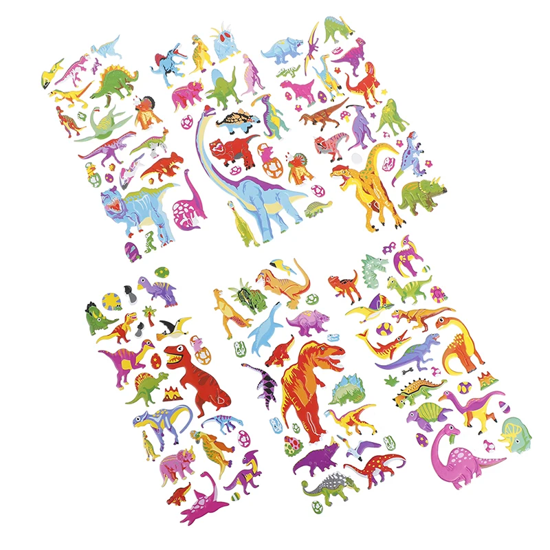 

New 1sheets/set Random 3D dimensional Jurassic dinosaur stickers for kids toys home wall decor cartoon mini fridge laptop