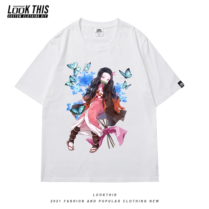 

Demon Slayer Kimetsu No Yaiba Harajuku Print Oversized Loose T-shirt Unisex Anime Short Sleeve T-shirts Tops Spring Autumn Tee