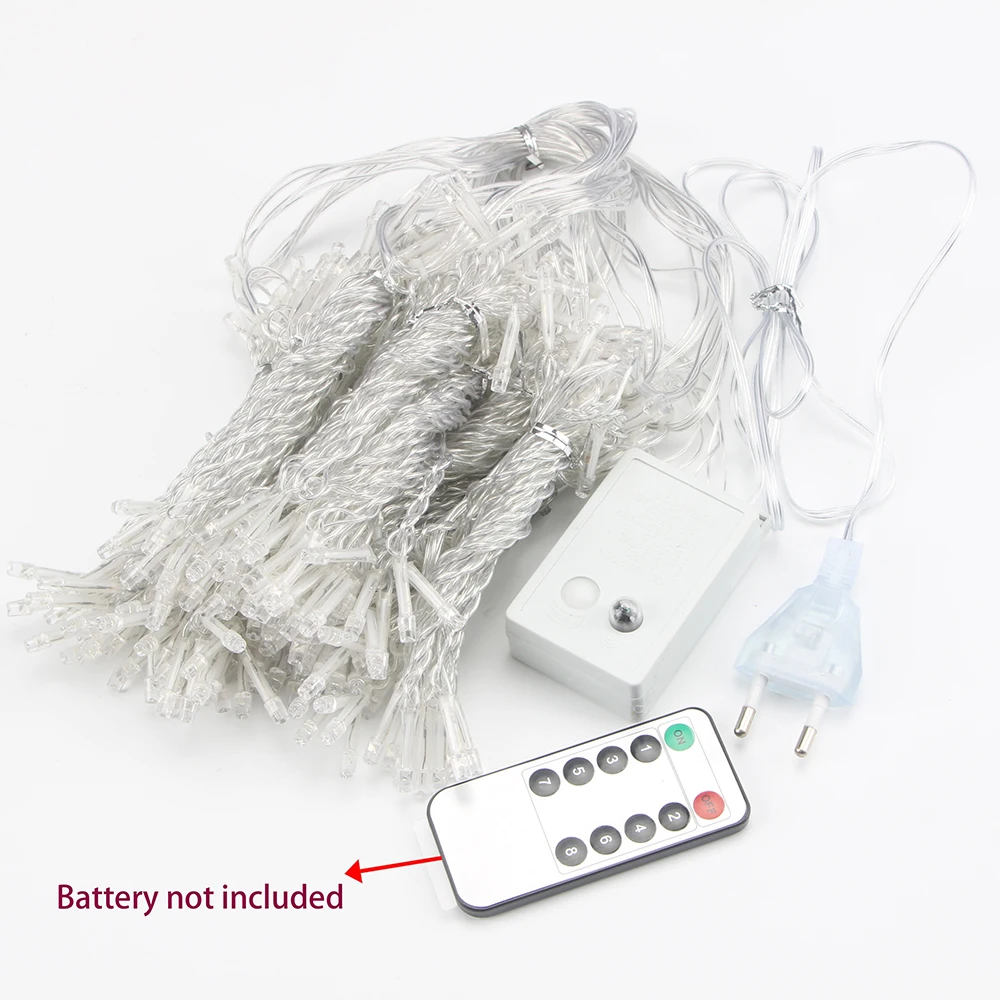 Светодиодные оконные Шторы светильник 3x3 м 304 светодиодов сосульки Звездное Фея s