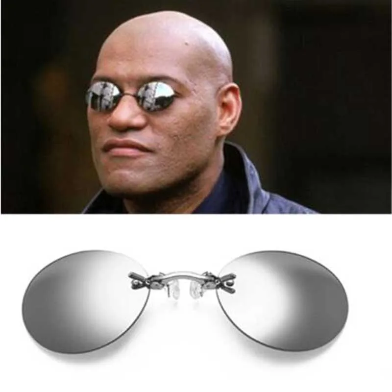 

Mini Rimless Sunglasses Clip on Nose Lens Round Glasses Fashion Frameless Vintage Men Eyeglasses Driver Goggles