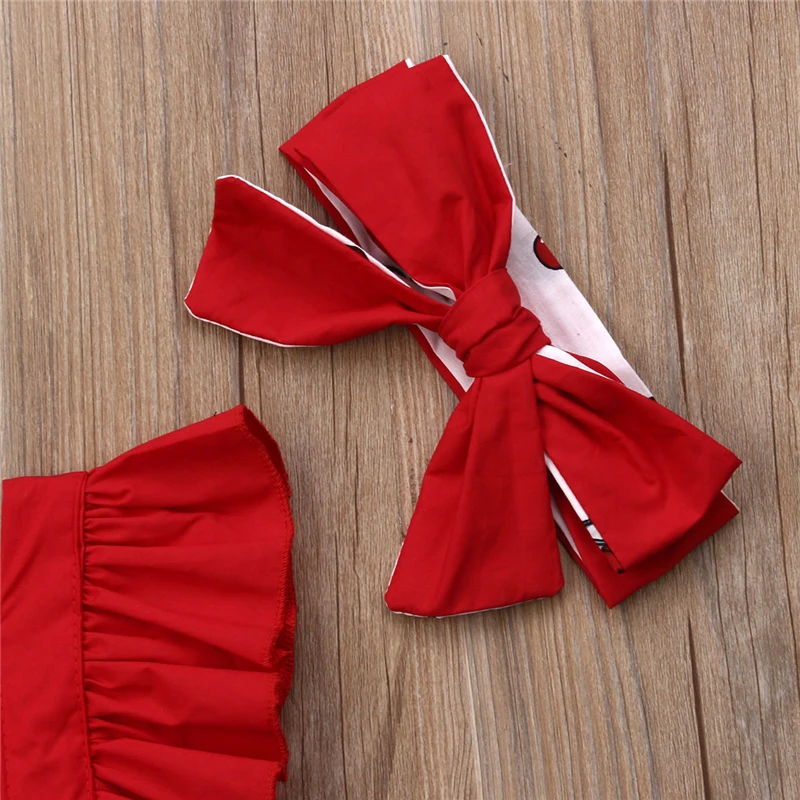 

2Pcs Newborn Baby Girl Clothes Ruffle Backless Cherry Romper + Headband Outfit Baby Girl Summer Clothes