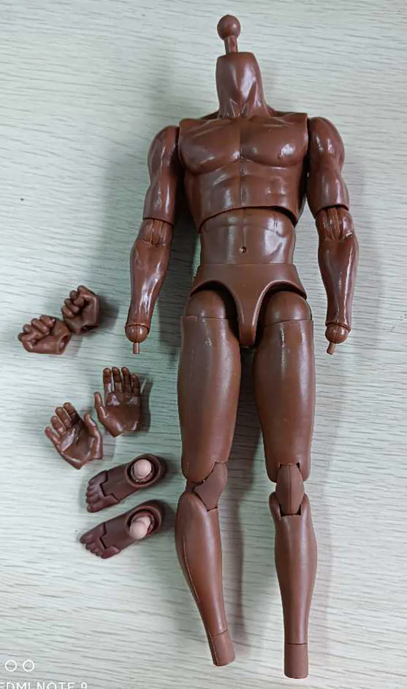 

1/6 Male Action Figure Black Skin 12'' Flexible Muscle Strong Man Body In Stock
