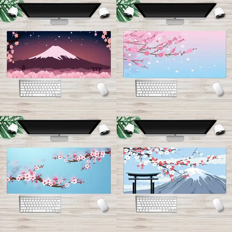 

mount fuji cherry blossom Animation Gaming Mousemat XL Large Gamer Soft Keyboard PC Desk Mat Takuo Computer Tablet Mousepads