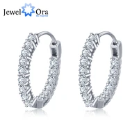 trendy 925 sterling silver hoop earrings for women sparkling cubic zirconia wedding jewelry gift for girls jewelora ea101739