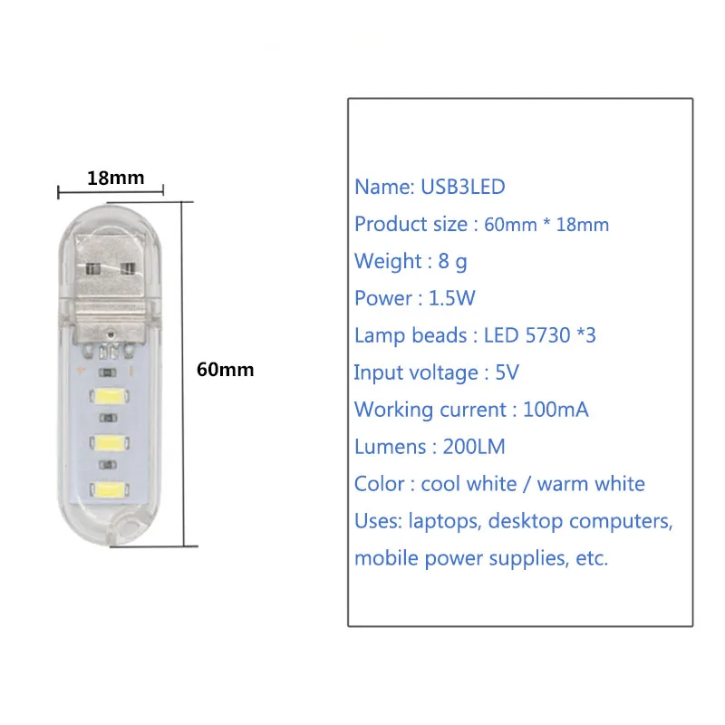 1 шт Mini 3 светодиодный s 8 светодиодный s 24 светодиодный S USB светодиодный Ночной светильник Настольная лампа для чтения книг, лампа для кемпинга детских подарков для мобильного Зарядное устройство ноутбуки