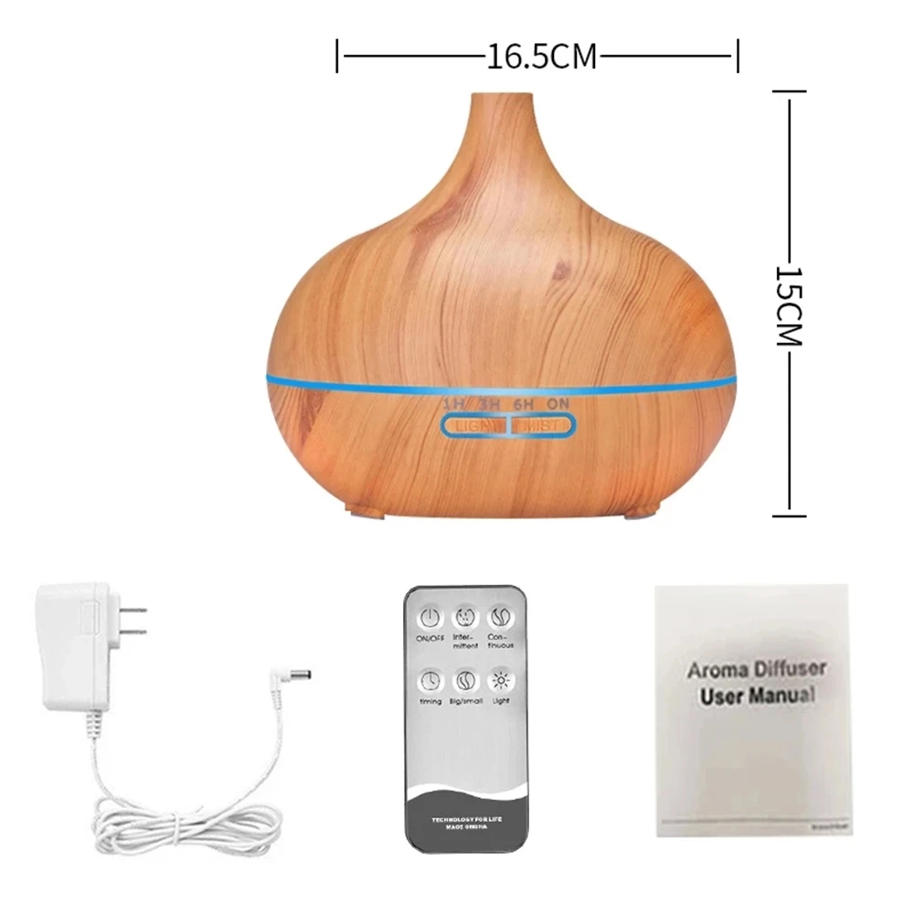 Aroma Essential Oil Large amount Diffuser Ultrasonic Air Humidifier with Wood Grain LED Lights for Office Home | Бытовая техника