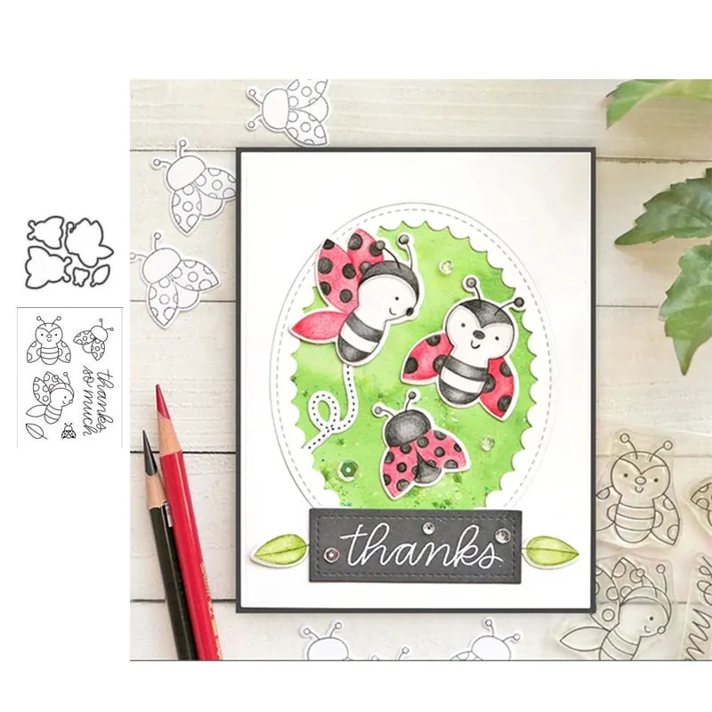 JC спасибо пчела резиновые штампы и металлическая высечка Скрапбукинг крафт