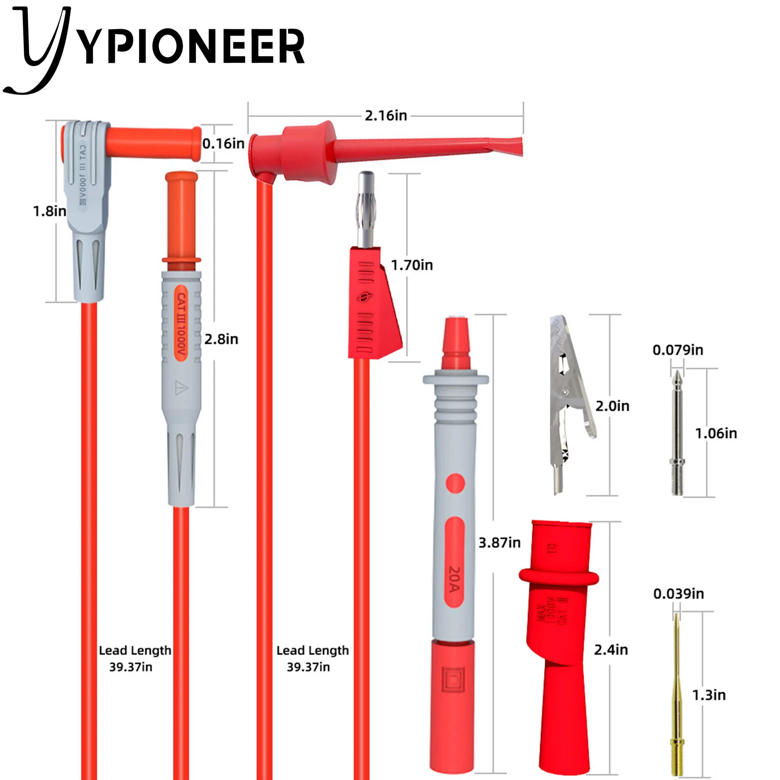 Набор измерительных щупов YPioneer P1308B с зажимами типа крокодил штекером банан и