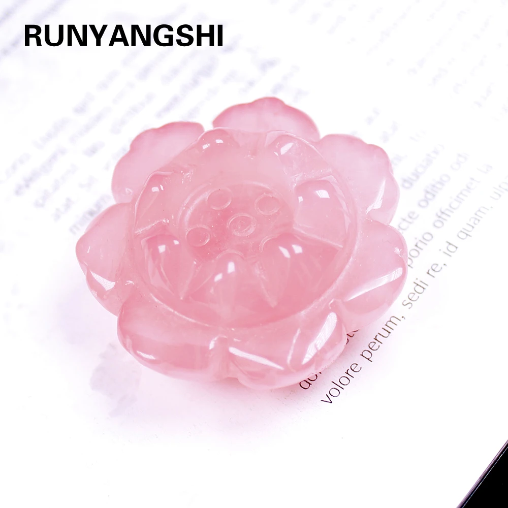 

Natural crystal Lotus ornament rose quartz Crystal quartz handicraft Can be used as crystal ball base