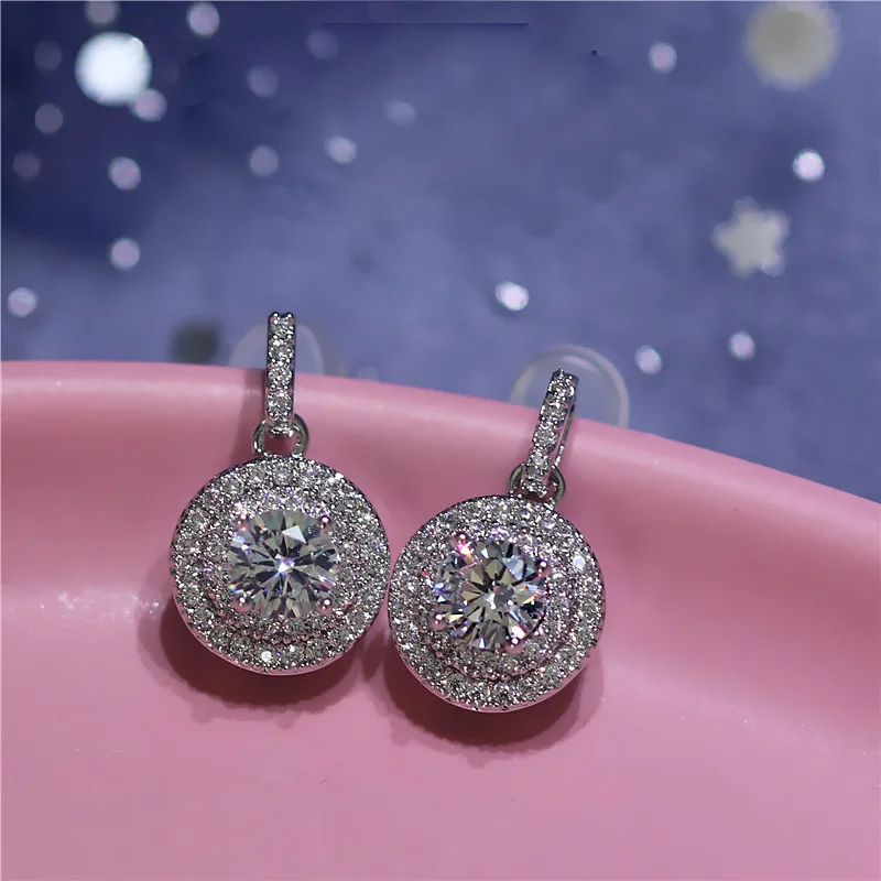 Блестящие падение Earrring AAAAA cz реального 925 серебро массивные вечерние свадебные