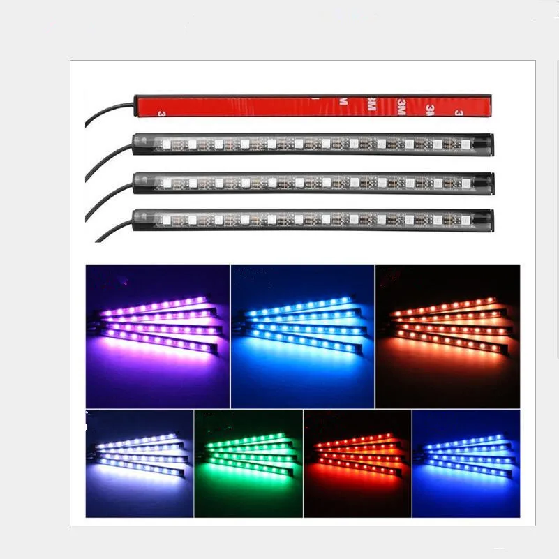 4 шт. автомобиль RGB Светодиодные ленты светильник светодиодный салона автомобиля