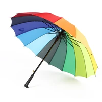 16k windproof rainbow big umbrella rain women men sun walking long handle straight golf umbrellas automatic open parasol