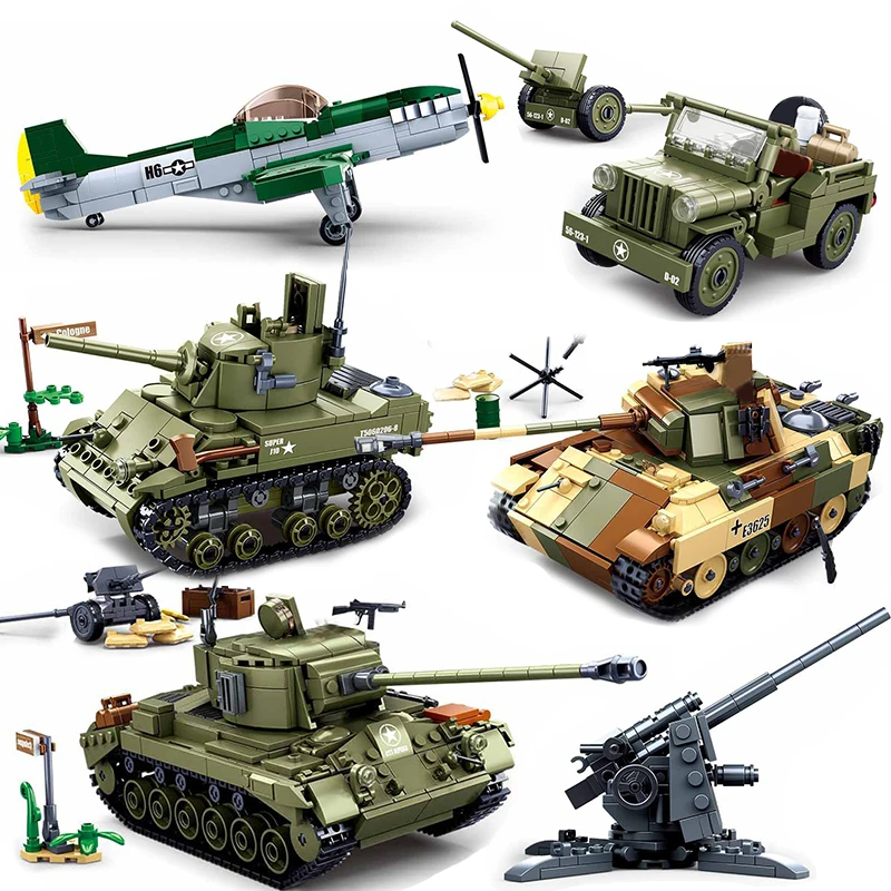 Военный танк Panzer самолет строительные блоки бронированный автомобиль немецкая