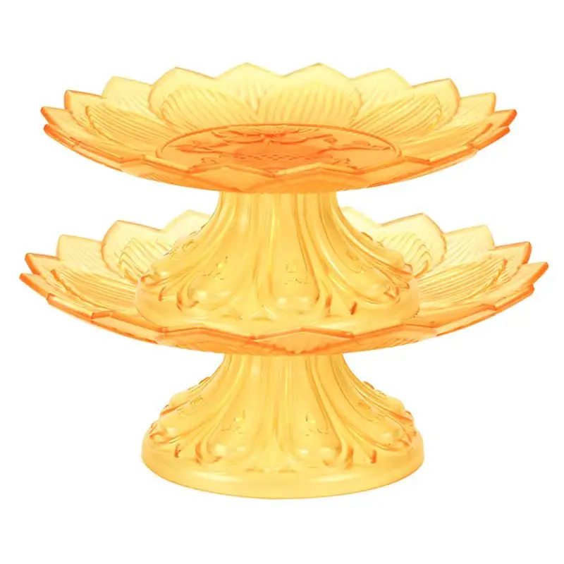 

2Pcs Buddhist Fruit Storage Trays Lotus Shape Enshrined Plates Temple Offerings