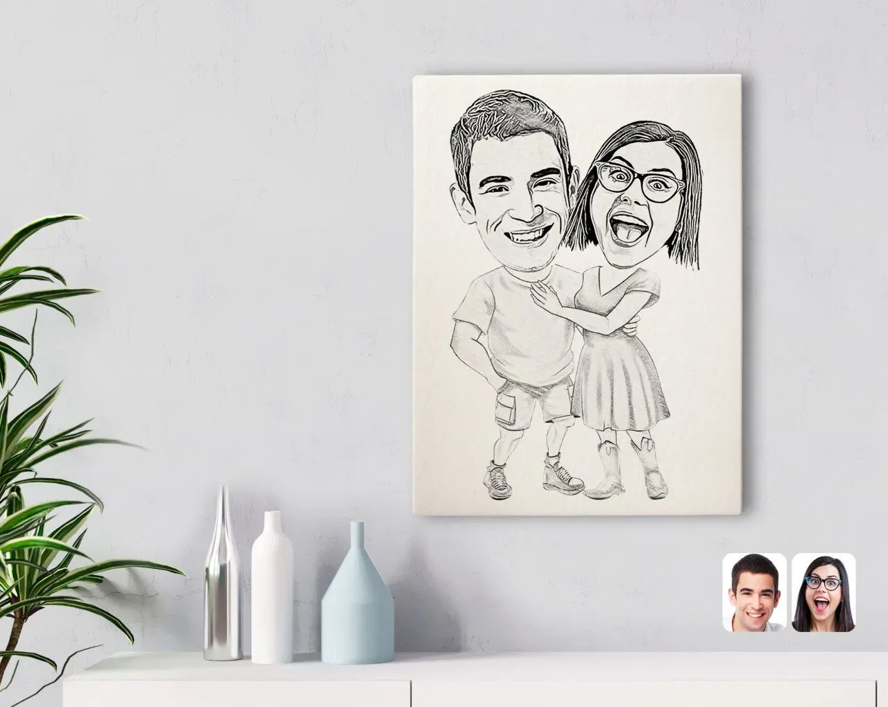 

Personalized Special Charcoal Valentine Caricature Of Canvas Tablo-80