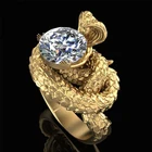 Huitan Кобра Змея король дизайн Гипербола форма женское кольцо циркон древняя легенда о голове змея роскошный золотой цвет панк ювелирные изделия