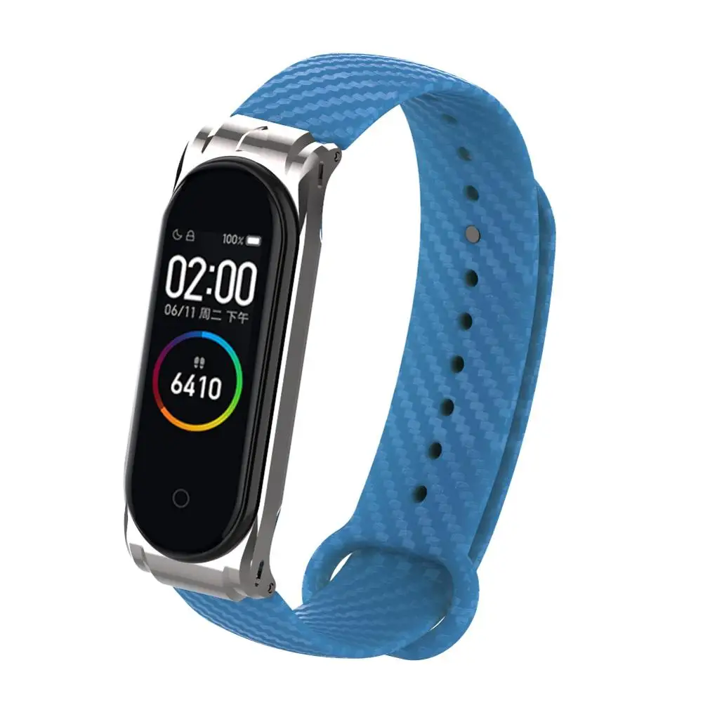 Midnight blue Для Xiaomi mi из углеродного волокна ремешок 4 3 цвета ремешок на запястье, наручные часы для mi Band 4 Xiaomi mi Band 3 сменный Браслет - Цвет: Midnight blue