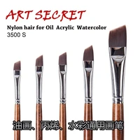 artsecret acrylic art artist brush 3500s korea importing nylon synthetic hair brass ferrule long wooden handle watercolor paint