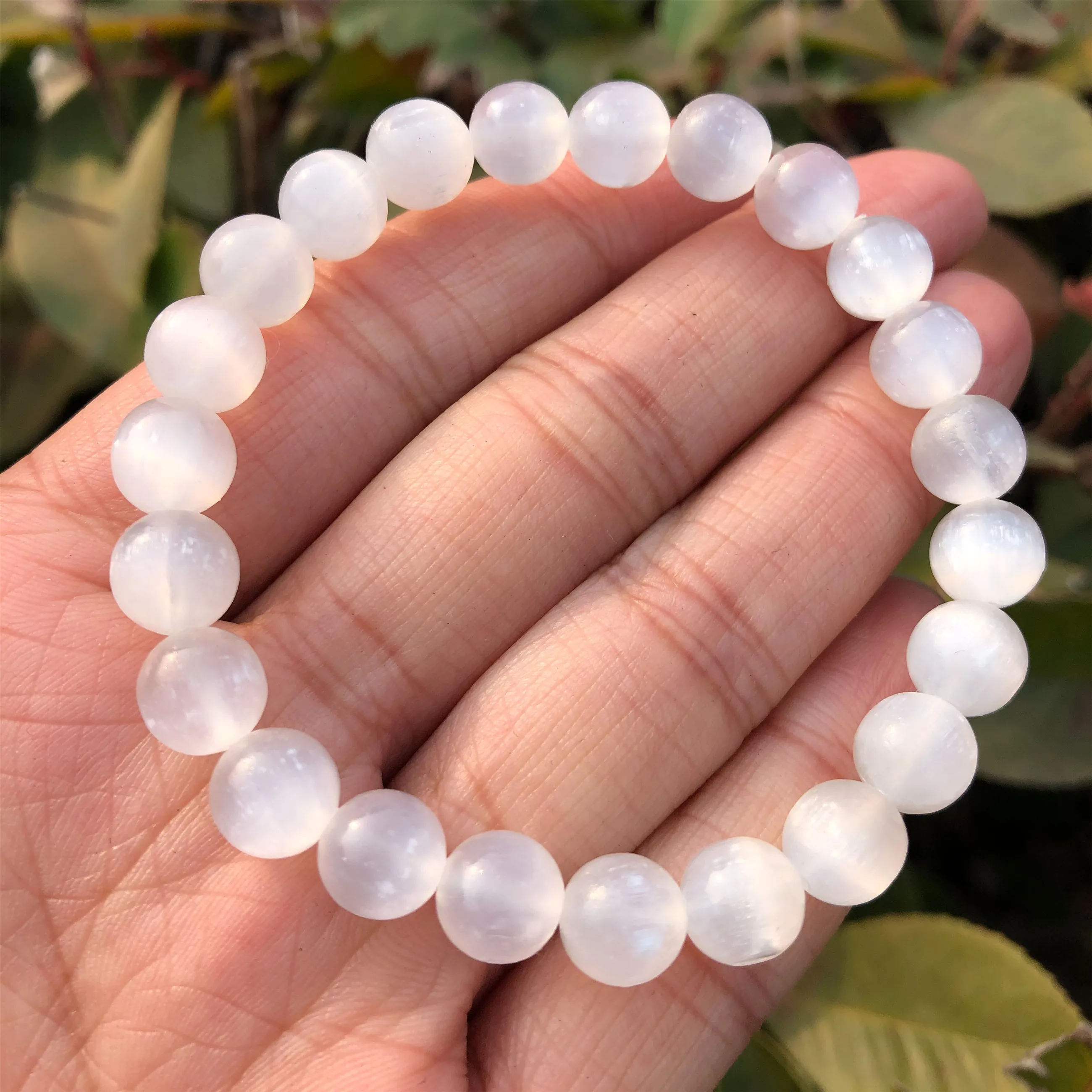 Natural WHITE SELENITE Single Stone Bracelet 