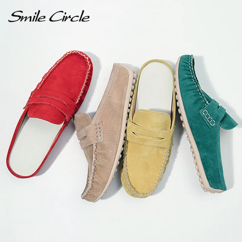 лоферы женские Улыбка круг Большие размеры 36-43 Шлёпанцы слипоны Для женщин