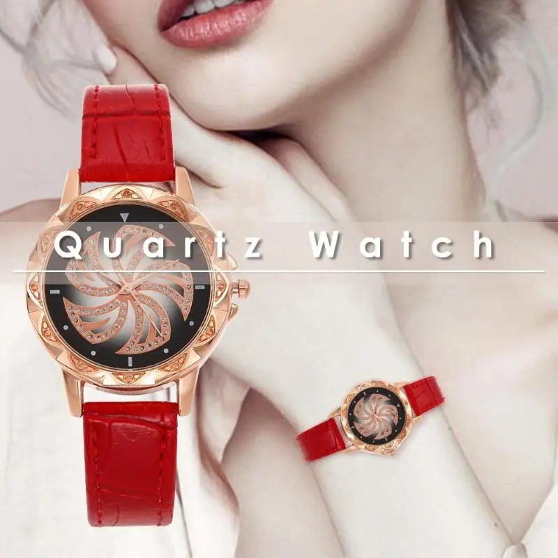 Модные креативные женские кварцевые часы с ремешком из искусственной кожи