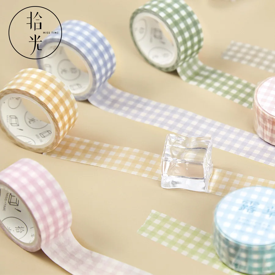 Клейкая лента в клетку Washi Kawaii декоративная клейкая широкая Маскировочная для