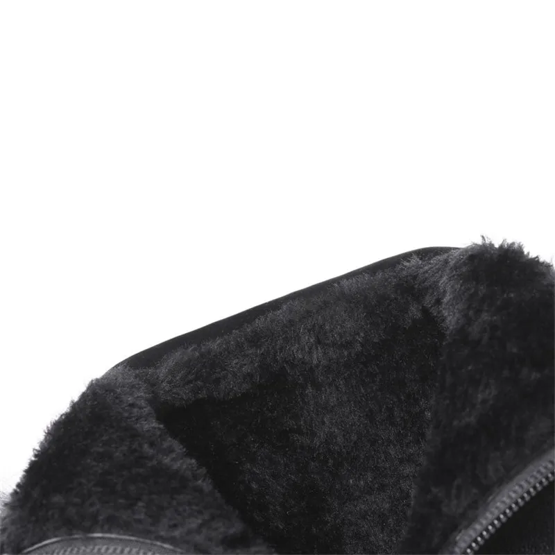 

2019 Winter Shoes Block Thick High Heels Ankle Women Boots Winter Lace Up Zipper Cross Tied Black Military Combat Boots