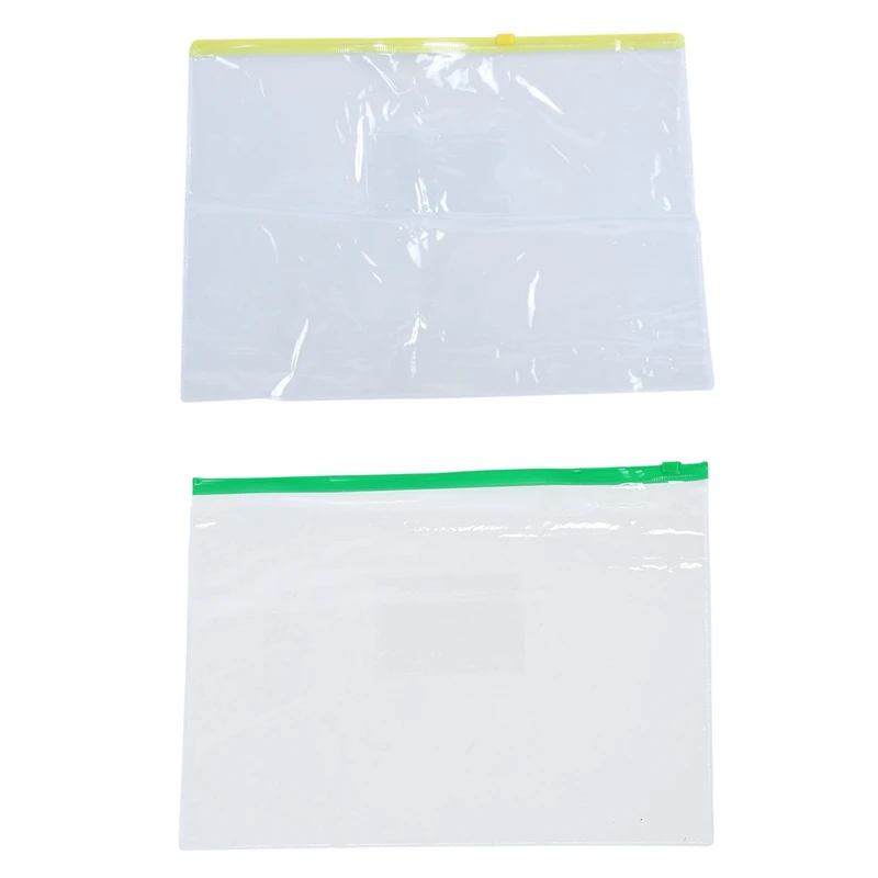 2 набора офисных зеленых прозрачных бумажных ползунок формата А4 папок на молнии