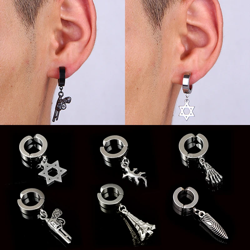 

1 шт., серьги-Клипсы из нержавеющей стали в стиле панк