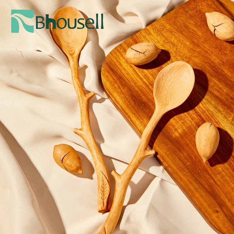

Japanese Handmade Beech Wood Long Handle Coffee Stirring Spoon Cup Accessories Spoon Kitchen Tableware
