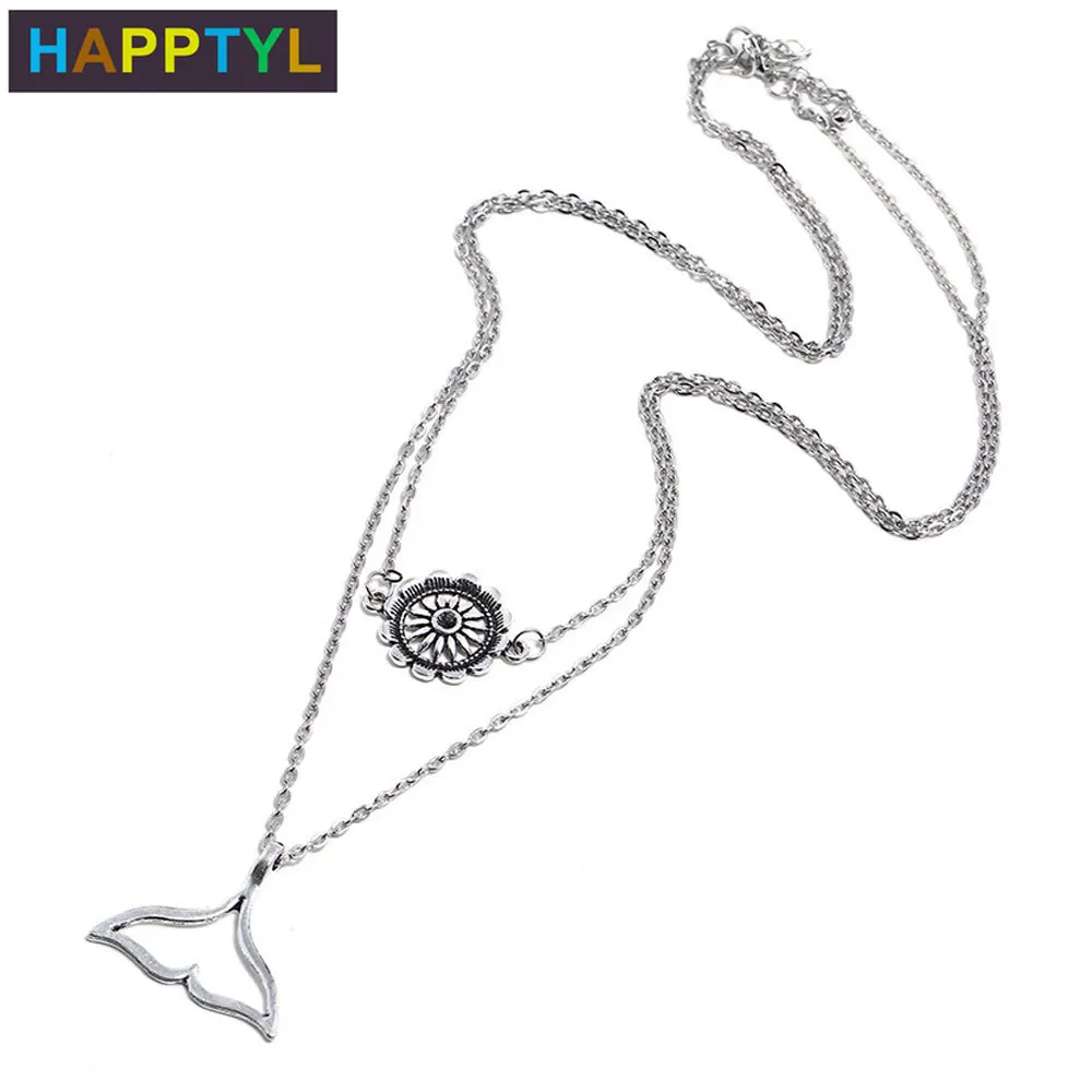 HAPPTYL 1 шт. двухслойная Подвеска со слоями эфирного рыбьего хвоста Подсолнух колье