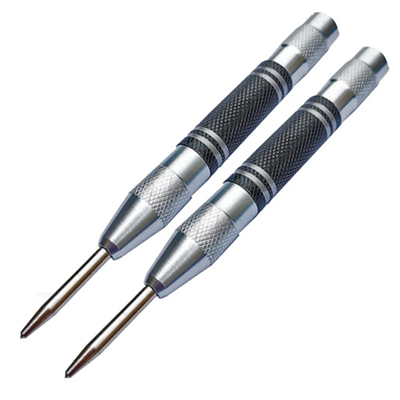 

New 2Pcs Automatic Center Punch Center Hole Punch Spring Loaded Marking Starting Holes Tool Woodwork Tool Drill Bit
