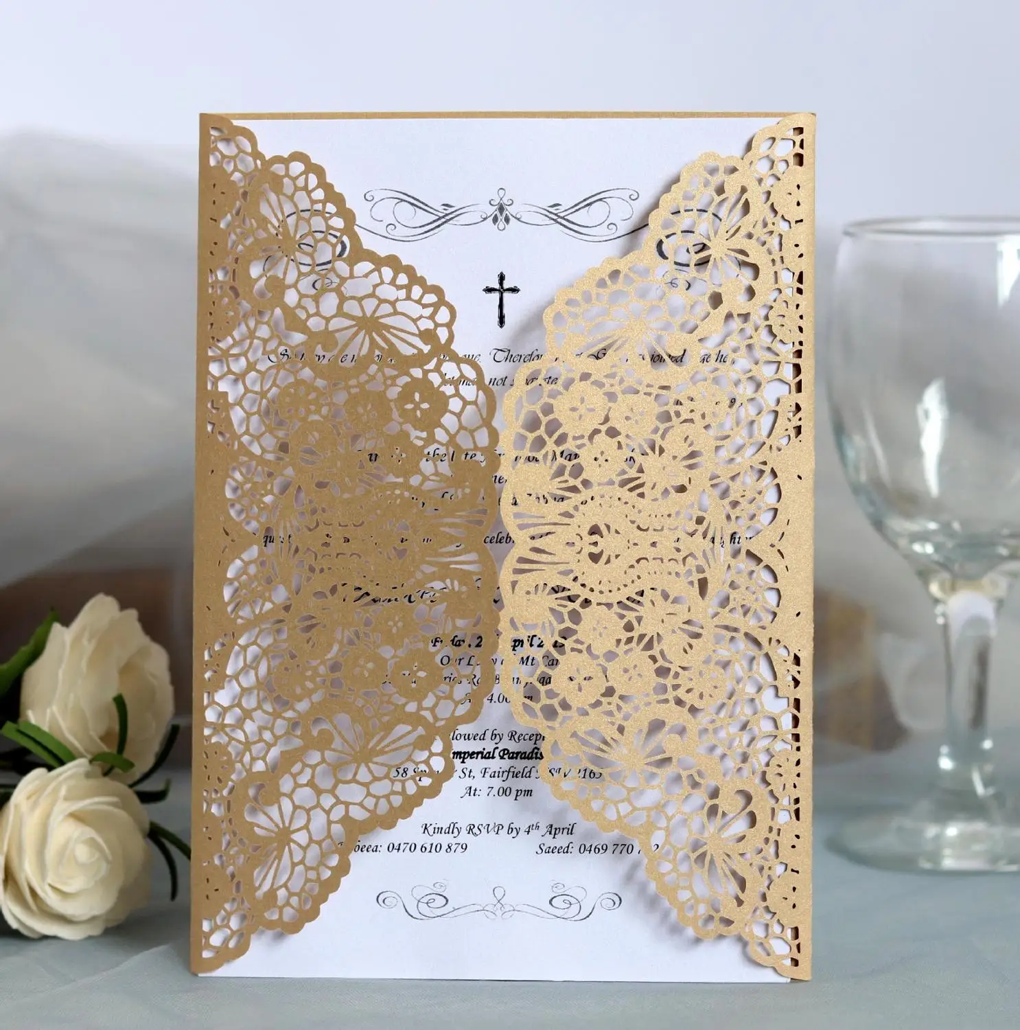 10 шт. Лазерная Праздничная поздравительная открытка кружевной цветочный дизайн