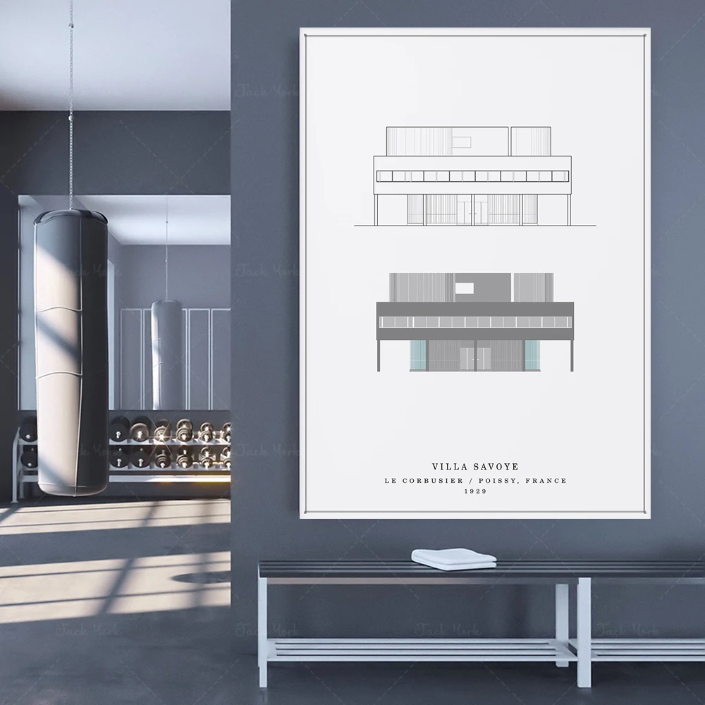 

Villa Savoye | Le Corbusier | Digital Download Architecture Print - Architecture Printable Drawing