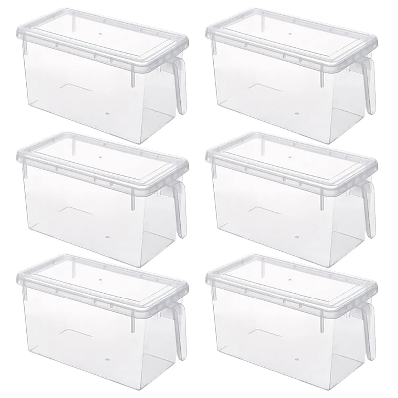 

6PCS Food Storage Containers Freezer Refrigerator Storage Box With Handle Kitchen Food Containers Sealed Jar Retail