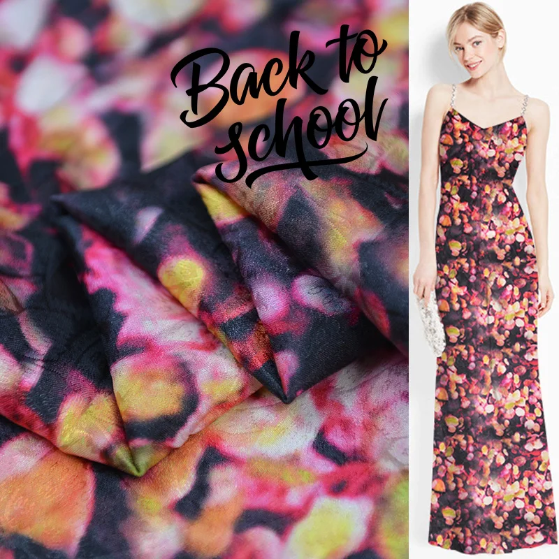 100% натуральная шелковая атласная ткань маленькое жаккардовое шелковое платье