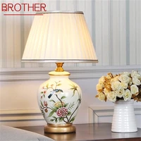 brother ceramic table lamps copper modern luxury pattern desk light led besjdes for home bedroom