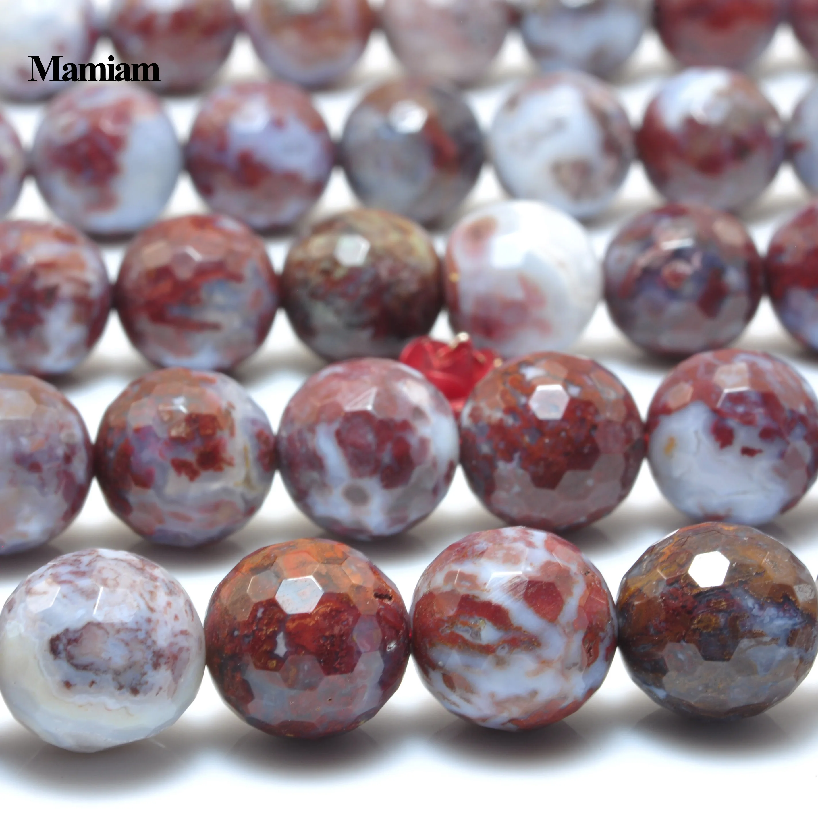 

Mamiam Natural A+ Red Heliotrope Bloodstone Faceted Round 6-10mm Loose Beads Diy Bracelet Necklace Jewelry Making Gift Design