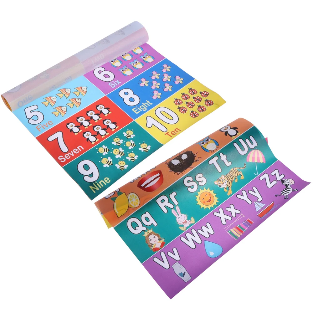 

2pcs Early Educational Alphabet Mathematics Children Kids Wall Chart Poster Office School Education (30x45cm)