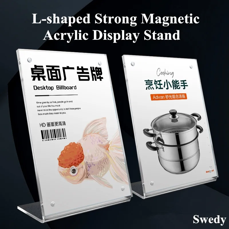 3 Pieces A4 Acrylic Sign Holder 8.5 x 11 Display Stand Tabletop Magnetic Clear Paper Menu Holder Picture Photo Frame