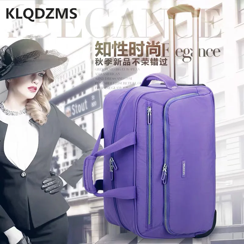 KLQDZMS 20 Inch Women Outdoor Travel Backpack Multifunctional Sports Bags  Men Classic Trolley Luggage Casual  Suitcase On Wheel