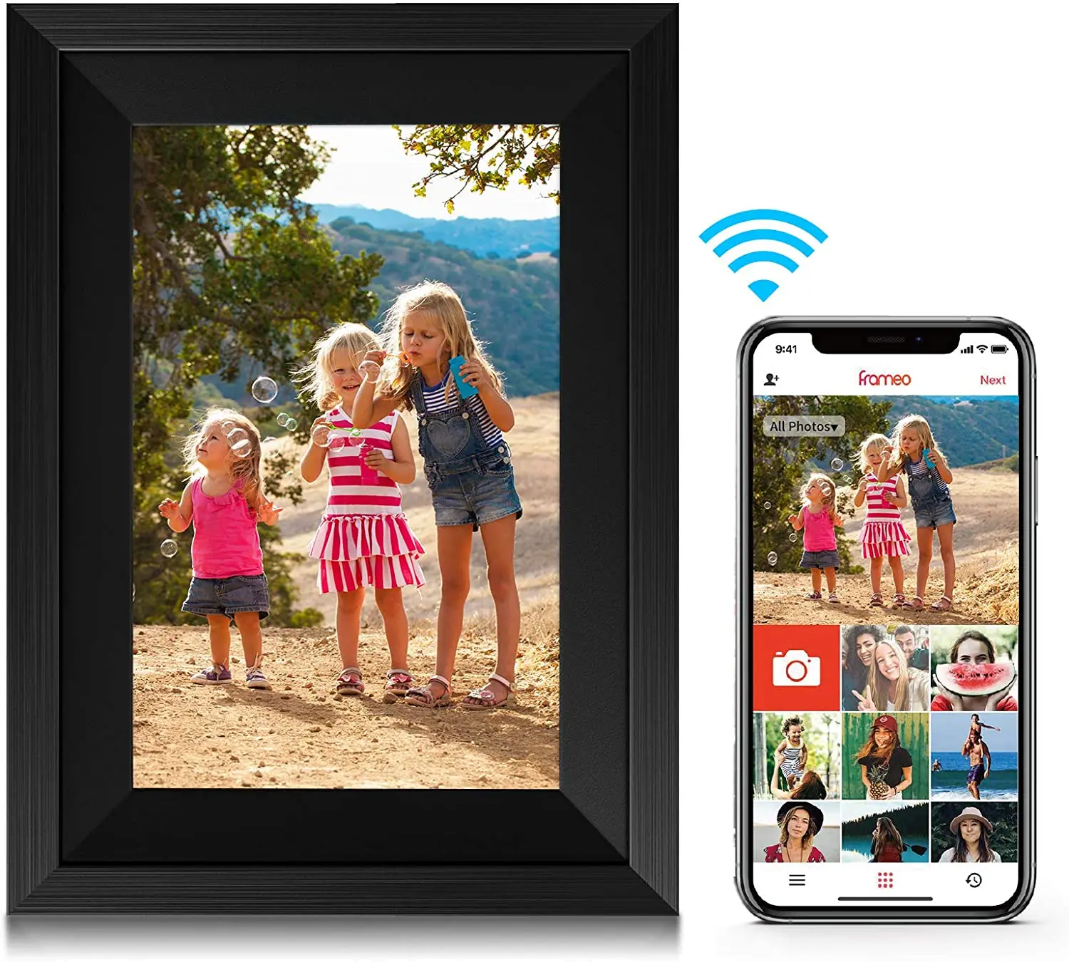 10.1'' WiFi Digital Picture Frames Smart Cloud IPS Touch Screen Auto-Rotate Photo Frame with Video/Pictures Shared by Frameo APP