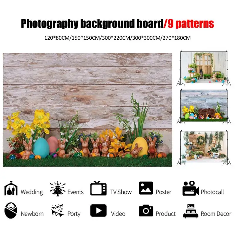 

2021 Easter Backdrops For Photography Rabbit Eggs Flower Backdrop Photo Studio Background Baby Party Studio Prop Photo Shoot